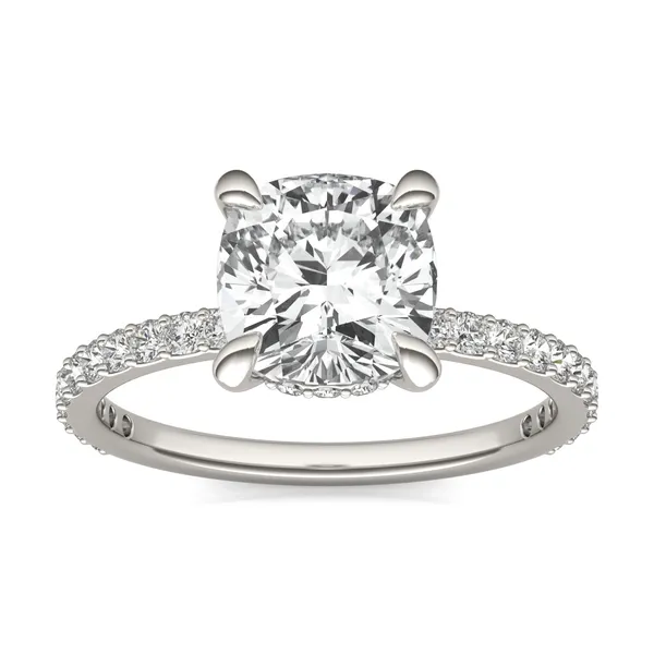Cushion Custom Hidden Halo 3/4 Eternity Engagement Ring